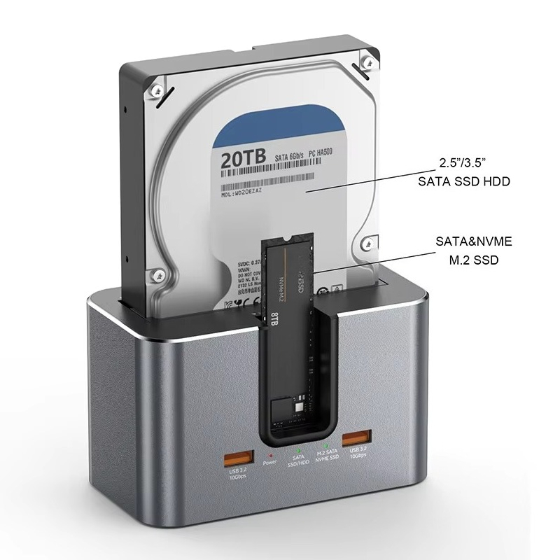 External Ssd - EE1 Benutzerdefinierte All-in-One Dual-Bay Externe Festplatten-SSD-HDD-Dockingstation